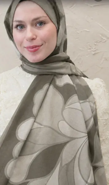 Çiçek Desenli Şal — Vizon