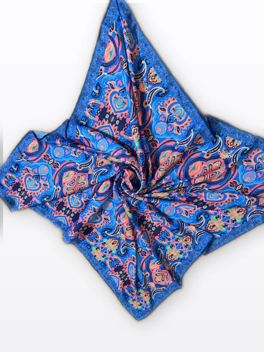 Paisley Kare Eşarp — Mavi