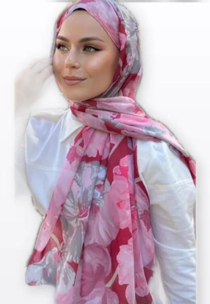 Çiçek Desenli Şal — Pembe
