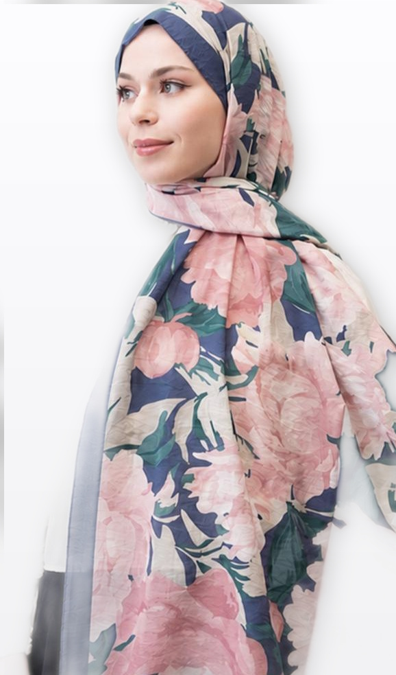 Çiçek Desenli Şal — Pudra